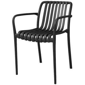 Outsunny Lot de 4 Chaises de Jardin Empilables avec Dossier Incurvé et Accoudoirs, pour Piscine Terrasse, 55x58,5x81,5cm, Noir