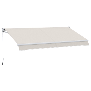 Outsunny Store banne manuel rétractable 200 x 250 cm store exterieur terrasse avec manivelle, imperméable et anti-UV, crème