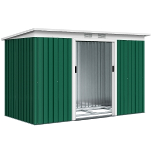 Outsunny Cobertizo de Jardín 213x130x172 cm Caseta de Exterior Metálica para Almacenamiento de Herramientas Verde Oliva