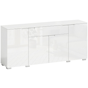 HOMCOM Hoogglans-dressoir, moderne buffetkast met 4 deuren en verstelbare planken, soft-close keukenkast, wit