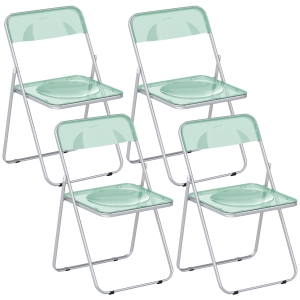 HOMCOM Conjunto de 4 Cadeiras Dobráveis em Acrílico, Cadeiras Transparentes, Verde