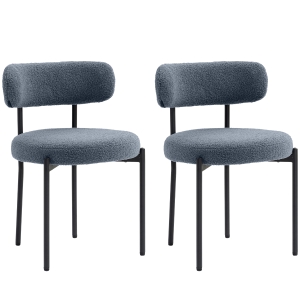 HOMCOM 2er-Set Esszimmerstühle, Fleece-Polsterung, Stühle mit Polstersitz, Metallbeine, Grau