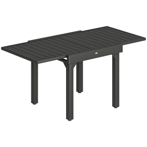 Outsunny Masă Extensibilă cu Șipci pentru Grădină, 4-6 Persoane, din Aluminiu și Oțel, 80/160x80 cm, Negru
