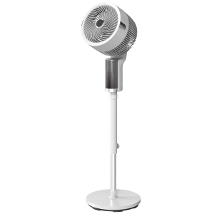 HOMCOM Ventilador de pé silencioso 20 dB para quarto, ventilador com oscilação a 90°, 8 velocidades e luz LED, branco