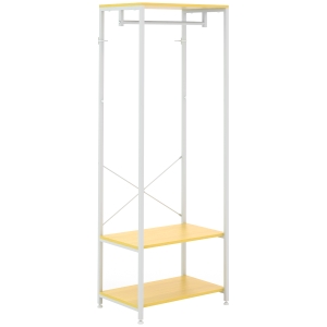 HOMCOM Cuier Mobil 2 în 1 cu Raft pe 2 Niveluri, din Oțel și PAL, 60x40x167.5 cm