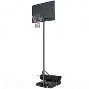 SPORTNOW Panier de Basketball sur Pieds avec Hauteur Réglable de 1,35 à 3,05 m avec Roues, Base de Lestage et Sac de Sable, Bleu