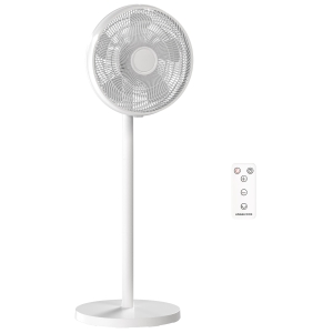 HOMCOM Ventoinha de Pé com Controlo Remoto Altura Ajustável 4 Velocidades Oscilação 80° Temporizador 10H 40x40x118,5 cm Branco