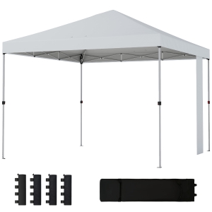 Outsunny Tonnelle de jardin 3 x 3 m pop up tente pliante protection UV50+ hauteur réglable 4 sacs de sable sac de transport Blanc
