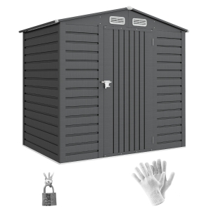 Outsunny Caseta de Jardín Exterior 190x131x188 cm Cobertizo Metálico con 2 Ventilaciones y Puerta para Herramientas Gris