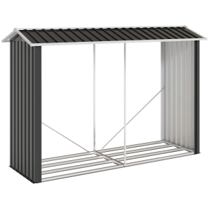 Outsunny Legnaia con Struttura in Acciaio Galvanizzato e Base rialzata, 240x 86x160cm, Nero