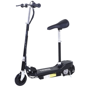 HOMCOM Powered Electric Scooter Ride-On, with Brakes, Adjustable Seat, Adjustable Handlebars, Black
