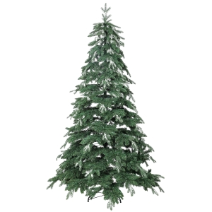 HOMCOM Árbol de Navidad Artificial 210 cm Ramas Realistas con Efecto Nieve Soporte de Acero Base Plegable Montaje Rápido