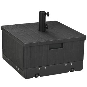 Outsunny Base para Chapéu de Sol  Exterior 3 em 1 Mesa Auxiliar Vaso com Drenagem Recarregável com Areia 80 kg Preto
