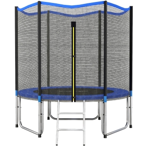 SPORTNOW Trampolim para Crianças Exterior Ø244 cm com Rede de Segurança Escada Acolchoamento de Molas Azul