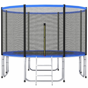 SPORTNOW Trampolim para Crianças Exterior Ø366 cm com Rede de Segurança Escada Acolchoamento de Molas Azul