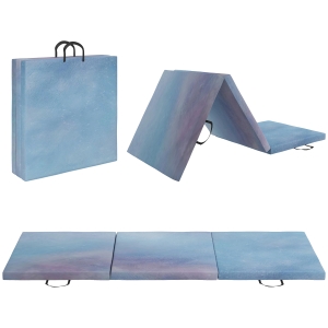 HOMCOM Tapete de Ginástica Dobrável com Espessura de 5 cm Tapete de Exercício 180x60x5 cm com Alças de Transporte Azul Degradê