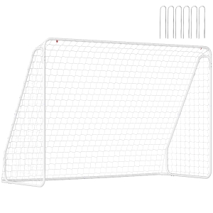 HOMCOM But de football - cage de foot - but d'entrainement dim. 301L x 120l x 200H cm - châssis métal époxy filet PE - piquets inclus - blanc
