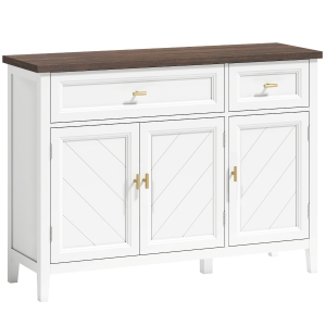 HOMCOM Modern Sideboard with 3 Doors, 2 Drawers and Adjustable Shelves, White