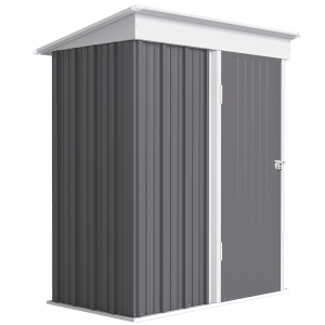 Outsunny Gartenschuppen, Outdoor-Geräteschuppen aus Wellstahl, Wanddesign, verstellbare Regalböden, verschließbare Tür, Grau