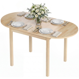 HOMCOM Opklapbare Houten Eettafel Keukentafel voor 6 Personen met Drop-Leaf-Design 140 x 70 x 75 cm Natuurhout
