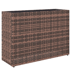 Outsunny Hochbeet mit verstellbaren Füßen, Rattan Blumenkasten mit herausnehmbarem Einsatz für Terrasse und Balkon, Braun