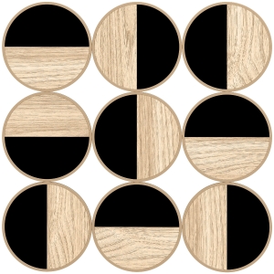 HOMCOM Quadro Decorativo de Parede Geométrico Decoração de Parede Moderno 3D 60x60 cm com Espelho de Plástico Preto e Madeira
