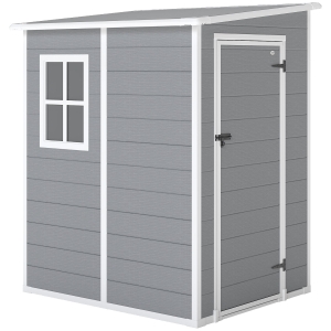 Outsunny Abri de jardin 1,54 m² pour outils porte verrouillable, aération et fenêtre dim. 122L x 149l x 192/177H cm, gris
