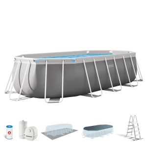 Piscina Desmontable Ovalada Prisma Frame con Depuradora, 503x274x122 Cm, Gris