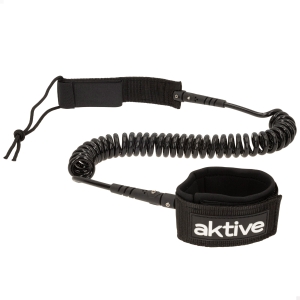 Leash Paddle Surf Espiral Aktive con Cierre Neopreno y Bolsillo, 305x6x84 Cm, Negro