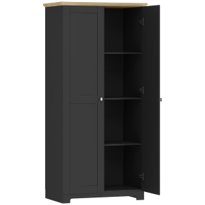 HOMCOM Kitchen Cupboard, 172cm Freestanding Storage Cabinet with Doors and Shelves, Black