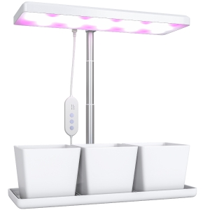 Outsunny Luz de Crecimiento de Espectro Completo 30 LED Ajustable en Altura con Temporizador Automático 5 de Brillo y 3 Cajas