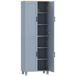 HOMCOM Freestanding Kitchen Cupboard, 4-Door Storage Cabinet with Adjustable Shelves, Modern Kitchen Pantry, 170cm, Grey