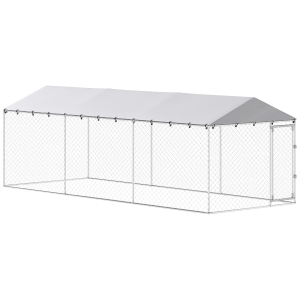 PawHut Recinto para Cães de Exterior com Rede Galvanizada e Fecho, em Aço e Tecido Oxford, 6x2.3x2 m, Prata
