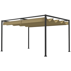 Outsunny Pergola, Robuuste Zonwering voor Tuin, Balkon, Terras, van Metaal en Kunststof, UV- en Waterafstotend, Khaki