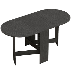 HOMCOM Mesa de Cozinha Dobrável com Alas Rebatíveis Mesa de Cozinha Dobrável de Forma Oval Estilo Moderno 163x80x75 cm Preto