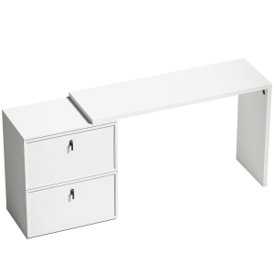 HOMCOM Escritorio Reversible en Forma de L con 2 Cajones Archivadores Diseño Moderno para Espacios Pequeños Oficina Blanco