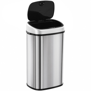 HOMCOM 58L Motion Sensor Bin, Automatic Touchless Rubbish Bin with Fingerprint Resistant Stainless Steel for Kitchen, Hygienic Gyms, Home Office Use, Silver Tone
