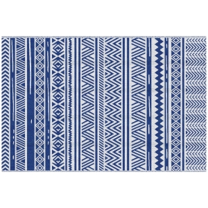 Outsunny Covor pentru Exterior 182x274 cm Reversibil, Covor Pliabil din Polipropilen 310 g/m² Albastru si Alb