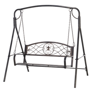 Outsunny Gartenschaukel Schaukelbank für den Garten Outdoor-Schaukel, Vintage Design, Messing-Optik, 167 cm x1 23 cm x 175cm
