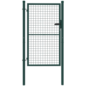Outsunny Cancello da Giardino in Acciaio 97x200 cm, Cancelletto da Giardino con Serratura, 3 Chiavi, Maniglia e 2 Pali