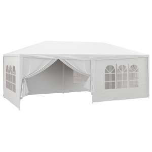 Outsunny Gazebo Tendone per Feste 6x3m con Pareti Laterali Rimovibili, Porte e Finestre, Bianco