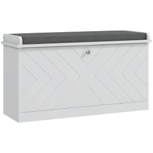 HOMCOM Mueble Zapatero con Banco con Estantes Ajustables y Cojín Acolchado para 8 Pares de Zapatos 80x26x48 cm Blanco
