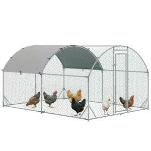 PawHut Verblijf voor kleine dieren, outdoor-uitloop voor kippen, konijnen, eenden, stabiele constructie, staal en Oxford-stof