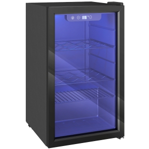 HOMCOM Weinkühlschrank 24 Flaschen, 68 Liter Kapazität, 4–16 °C Standgerät für Getränke, Bier und Wein mit Glas-Tür, Schwarz