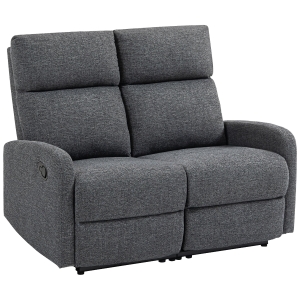 HOMCOM Divano 2 Posti Reclinabile a 145° max e Rivestito in Ciniglia Grigia, 124x91x100 cm