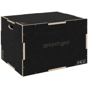 SPORTNOW Plyo-Box / Sprongbox, Robuust, 61 x 51 x 41 cm, Zwart, Handvat 10x3,5 cm, Tot 120 kg