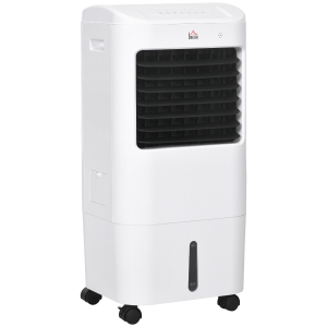 HOMCOM Enfriador de Aire con 3 Velocidades Temporizador 7,5h Tanque de Agua 15L Apto para 15-20 ㎡ 37x32x78 cm Blanco