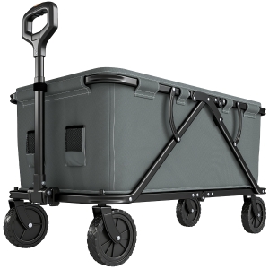 Outsunny Gartenwagen 120 kg belastbar, klappbar Transportwagen mit herausnehmbare Plane 160 Liter Dunkelgrau