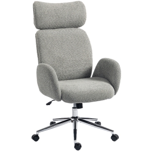 HOMCOM Bürostuhl mit verstellbarer Kopfstütze, ergonomischer Schreibtischstuhl, Kippfunktion, höhenverstellbar, Dunkelgrau