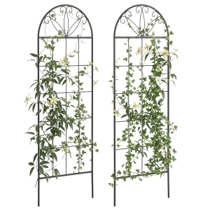 Outsunny Treillis de jardin lot de 2 support pour plantes grimpantes en métal - 51 x 152 cm noir